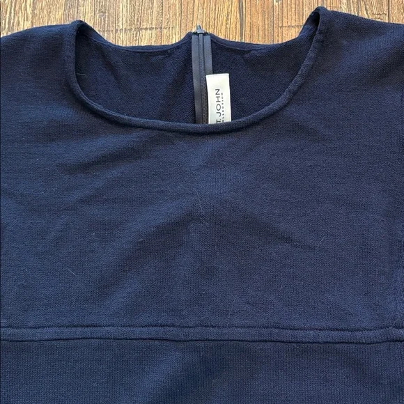 St. John Collection Santana Knit Empire Dress Navy Blue Size 14 EUC - Picture 3 of 7